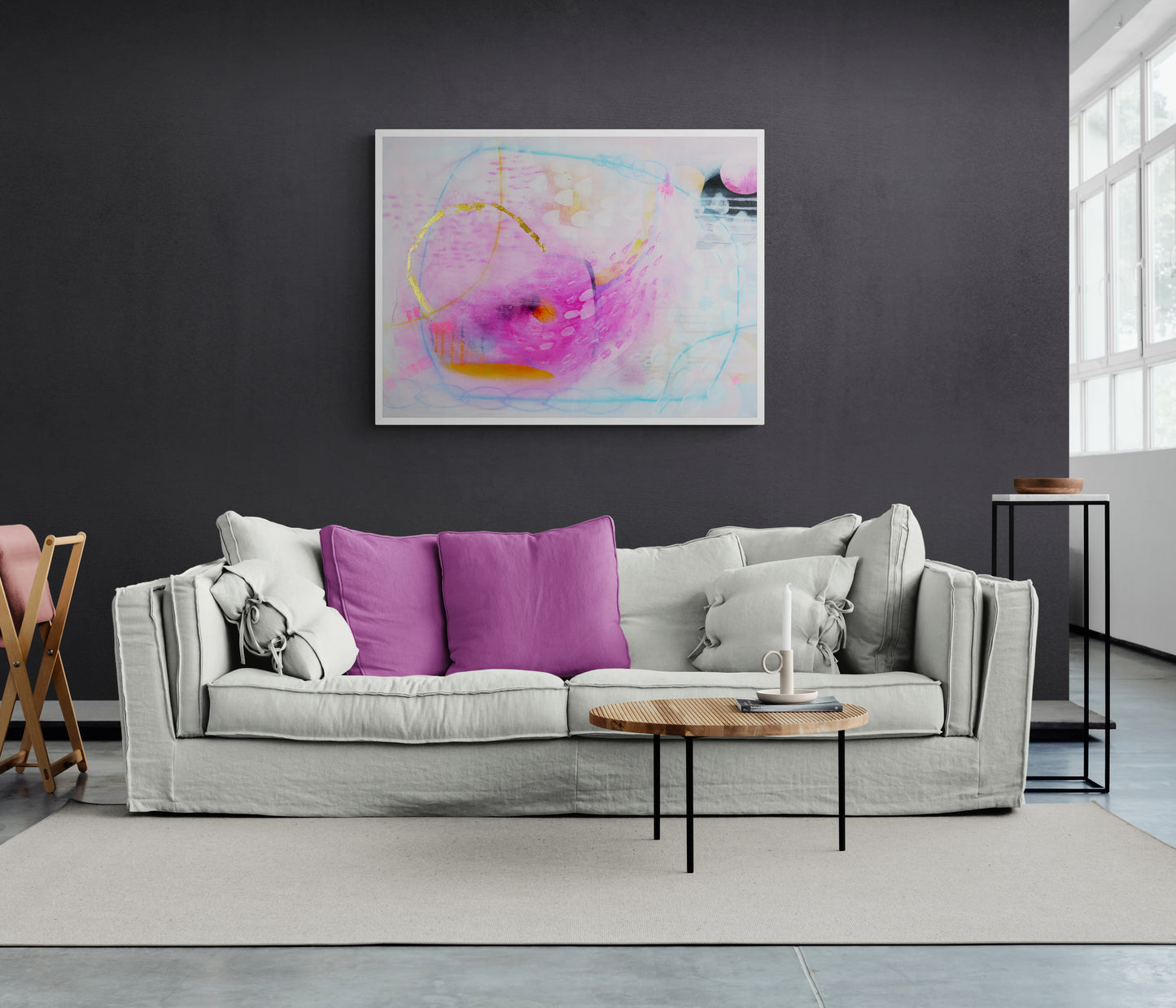 Blue and Pink Abstract Art Giclee Print on Stretched Canvas or Fine Art Paper - Various Sizes