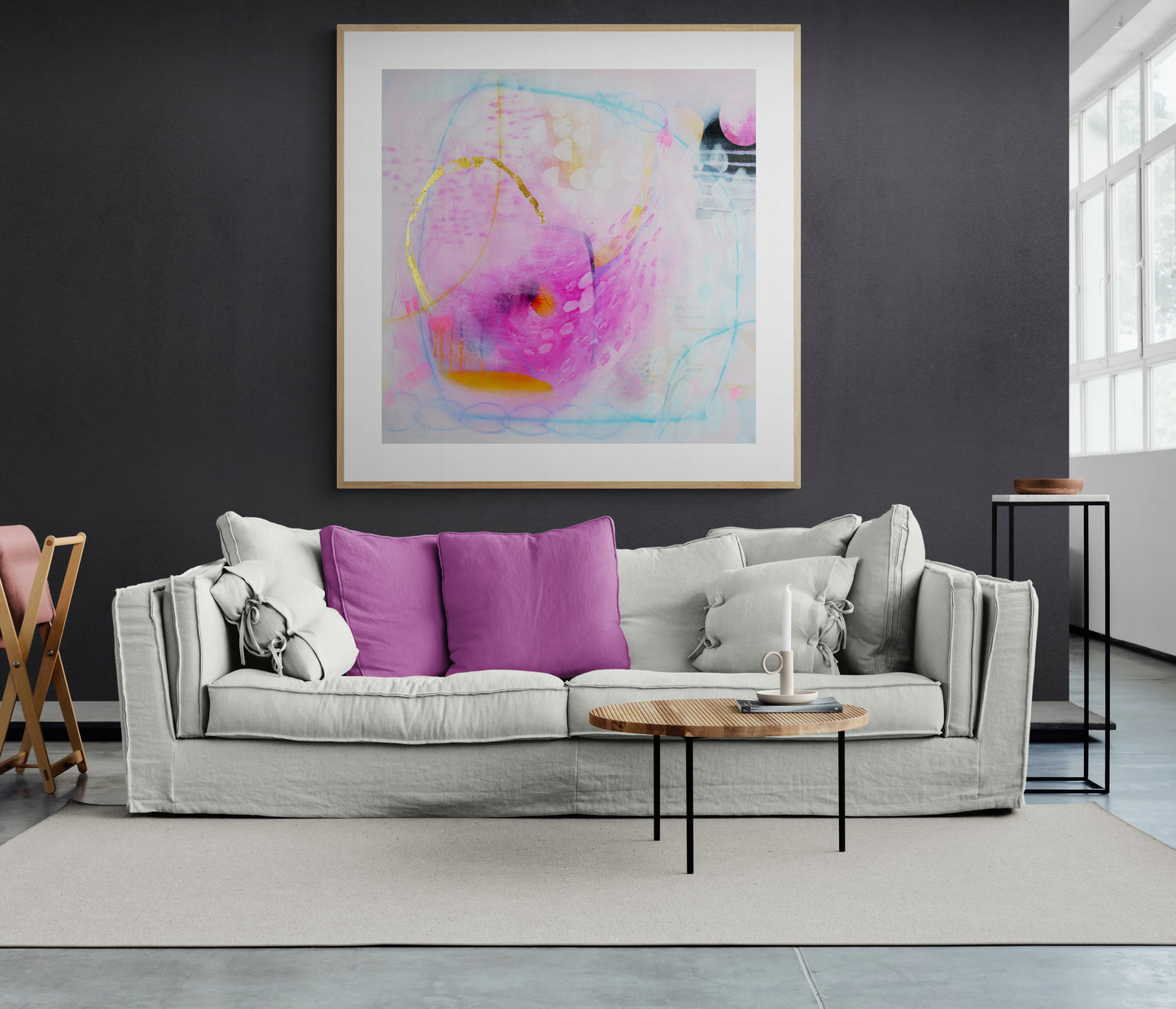 Blue and Pink Abstract Art Giclee Print on Stretched Canvas or Fine Art Paper - Various Sizes