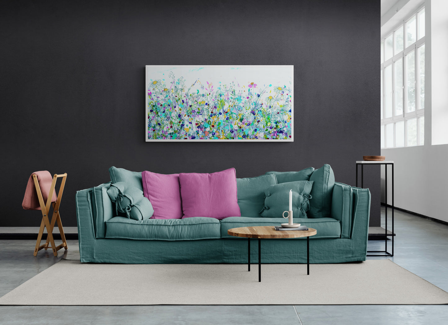 Large Panoramic Abstract Floral Meadow Canvas Print - MM40