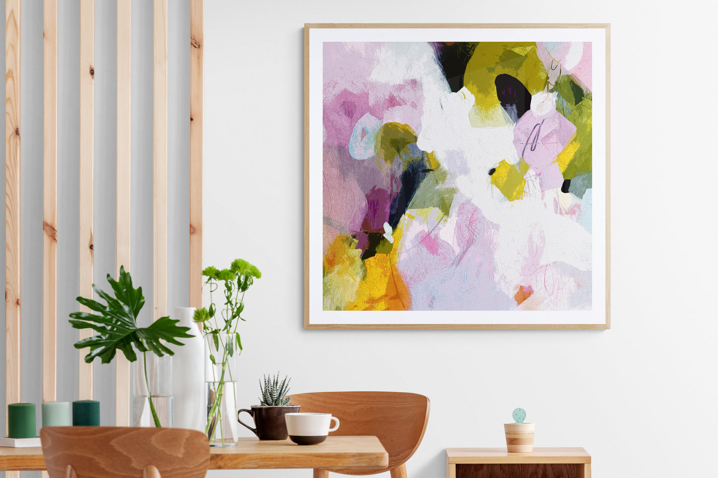 Purple and Green Abstract Art Giclee Print on Stretched Canvas or Fine Art Paper - CAO1