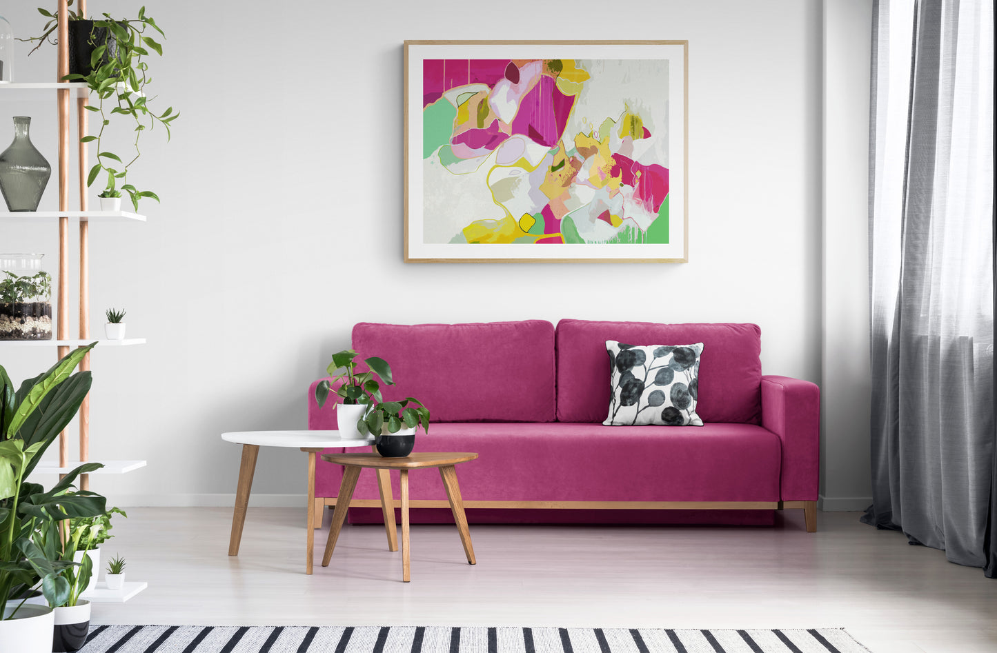 Modern Magenta Abstract Art Giclee Print on Stretched Canvas or Fine Art Paper - CA200