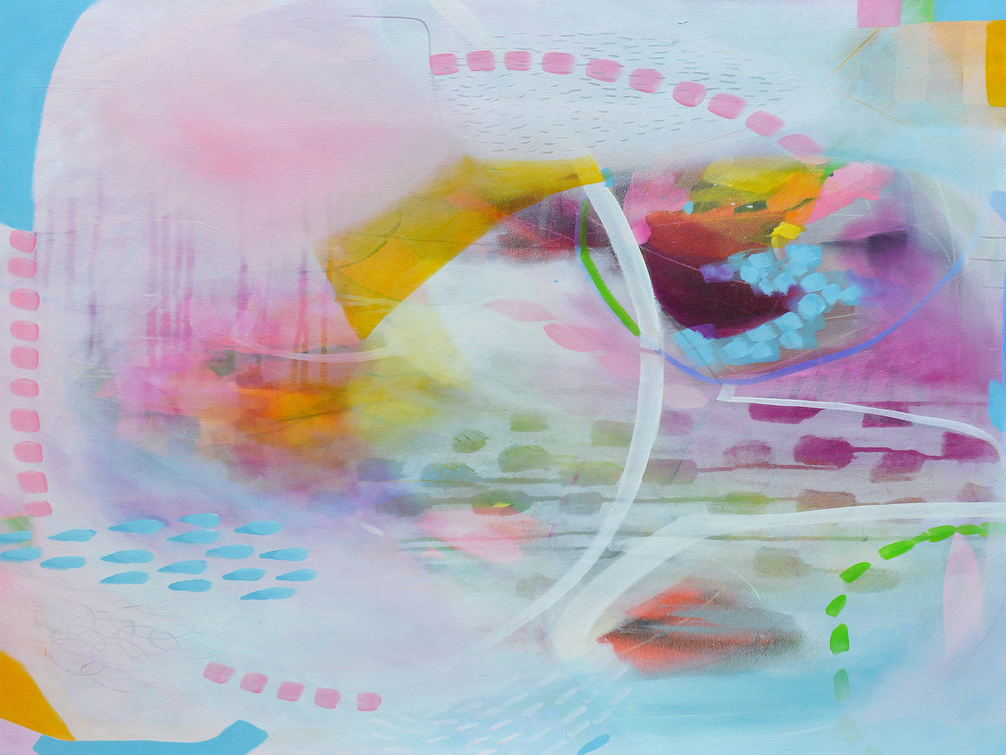 Pink and Blue Expressive Abstract Art - AB40
