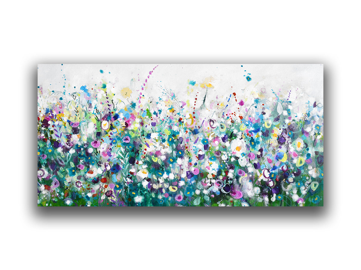 Floral Meadow Art Giclee Print on Stretched Canvas