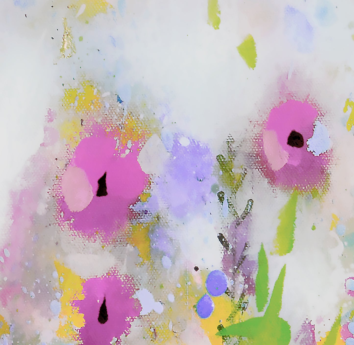 Floral Meadow Art Giclee Print on Stretched Canvas or Fine Art Paper