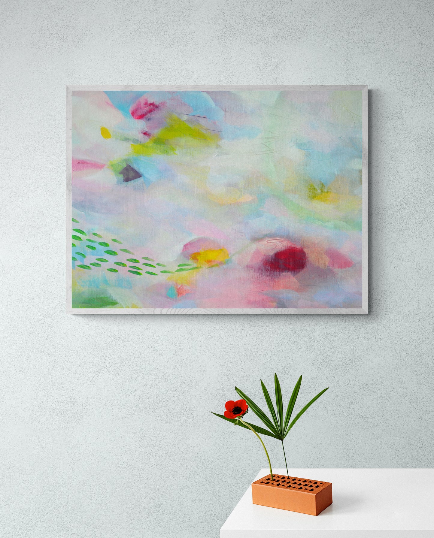 Green and Pink Abstract Art Giclee Print on Stretched Canvas or Fine Art Paper - Various Sizes