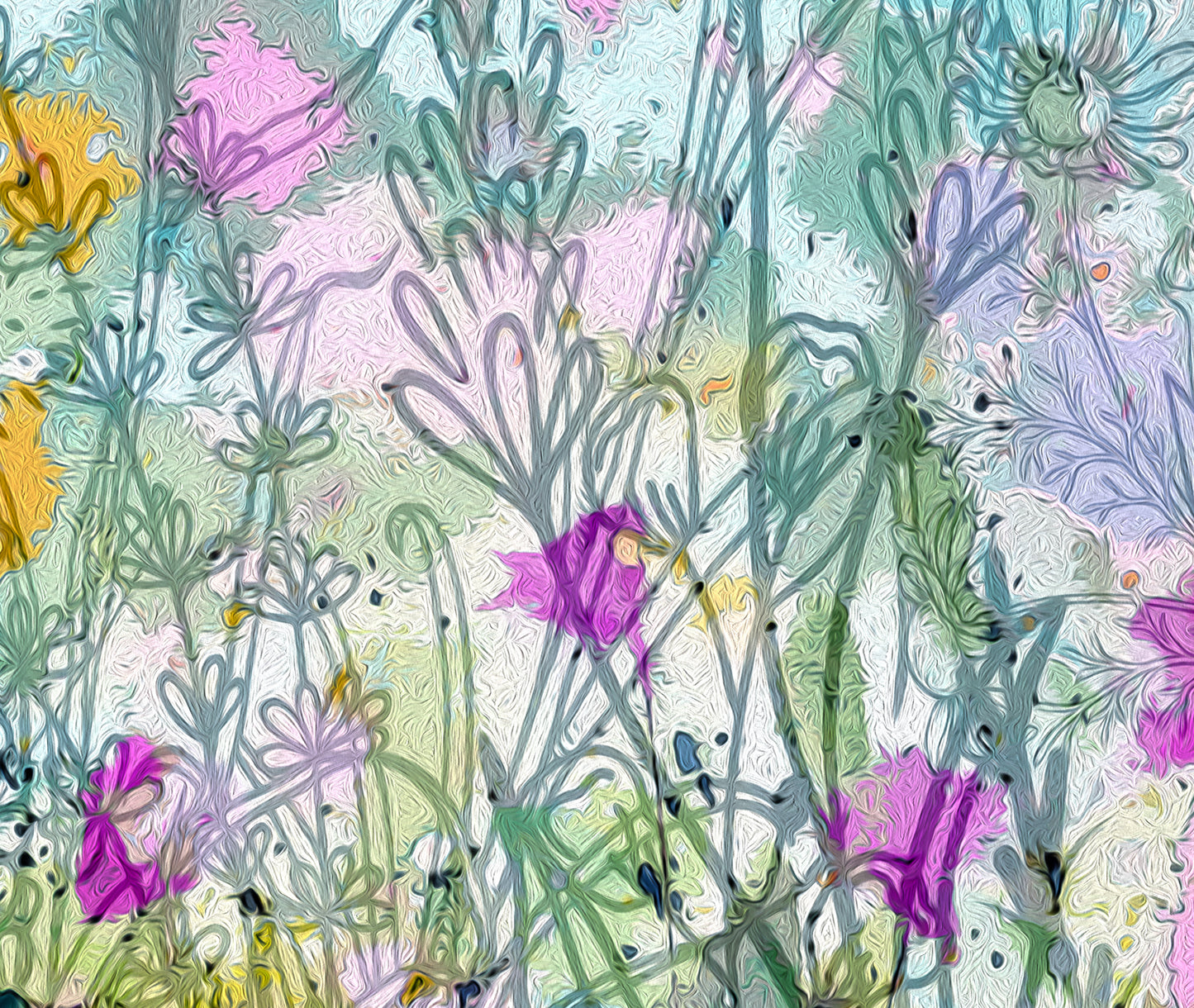 Floral Meadow Art Giclee Print on Stretched Canvas or Paper