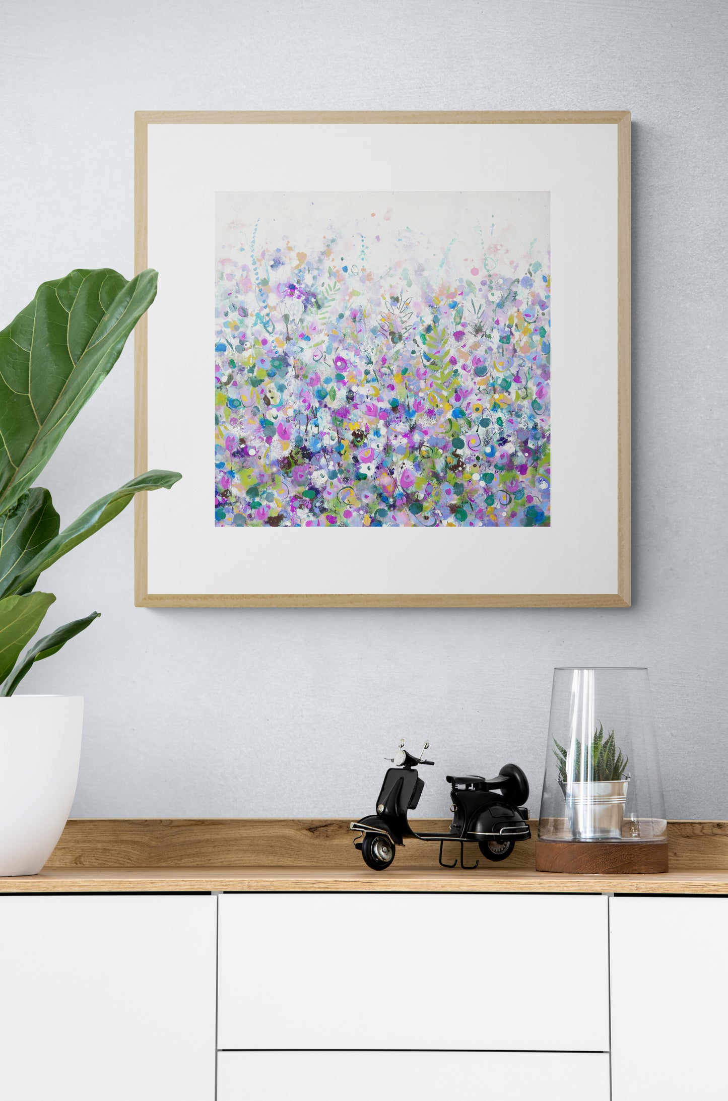 Purple Floral Meadow Wall Art Print on Stretched Canvas or Fine Art Paper