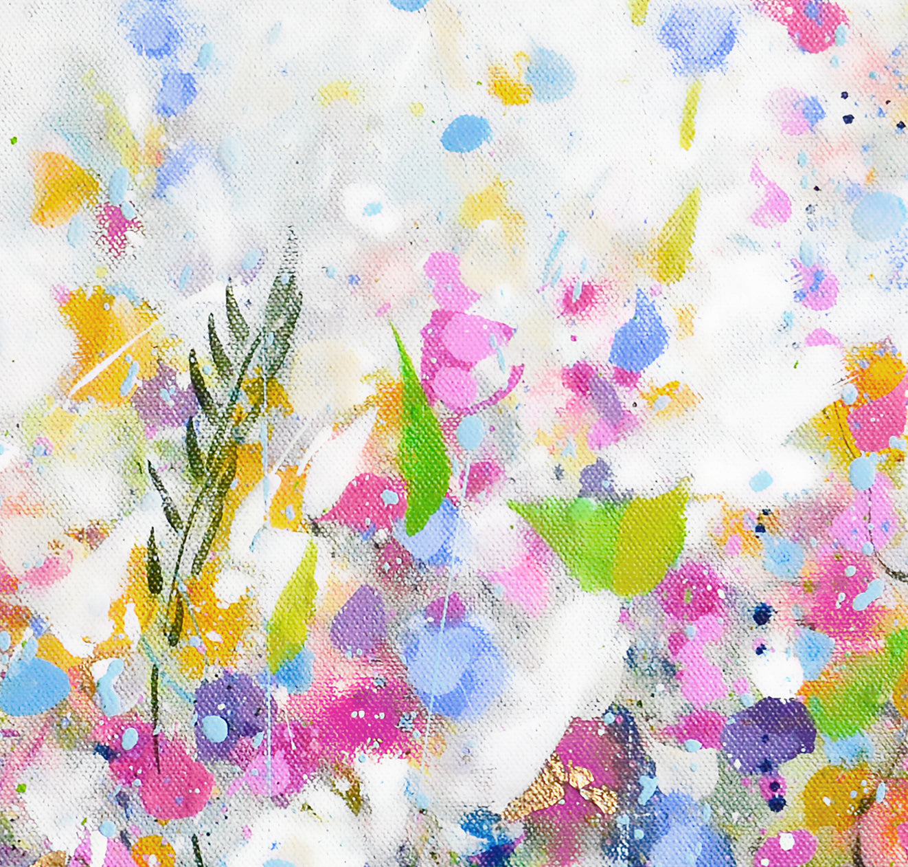 Pretty Floral Meadow Art Giclee Print on Stretched Canvas