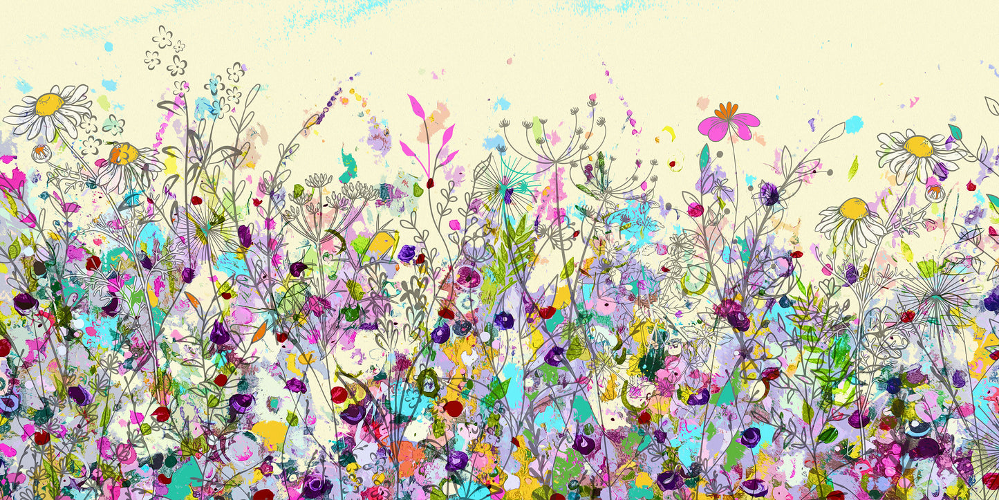 panoramic floral meadow wall art