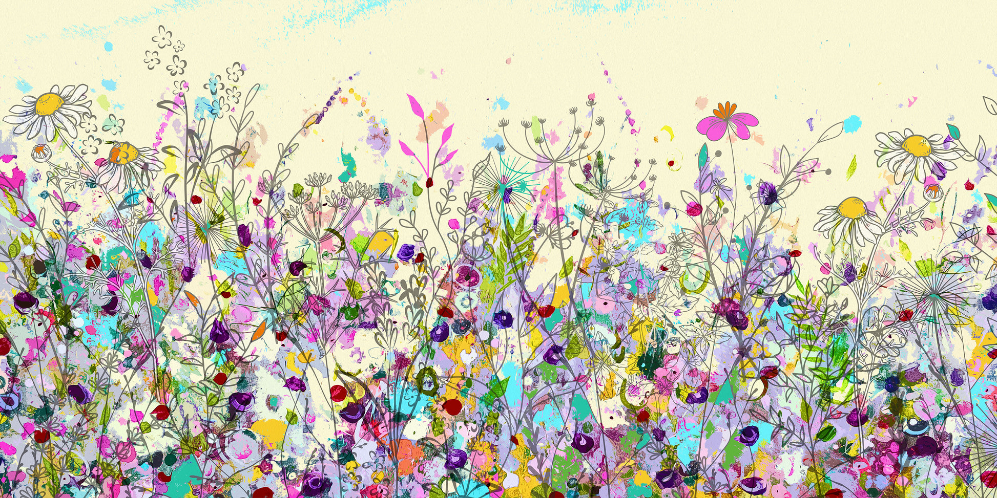 panoramic floral meadow wall art