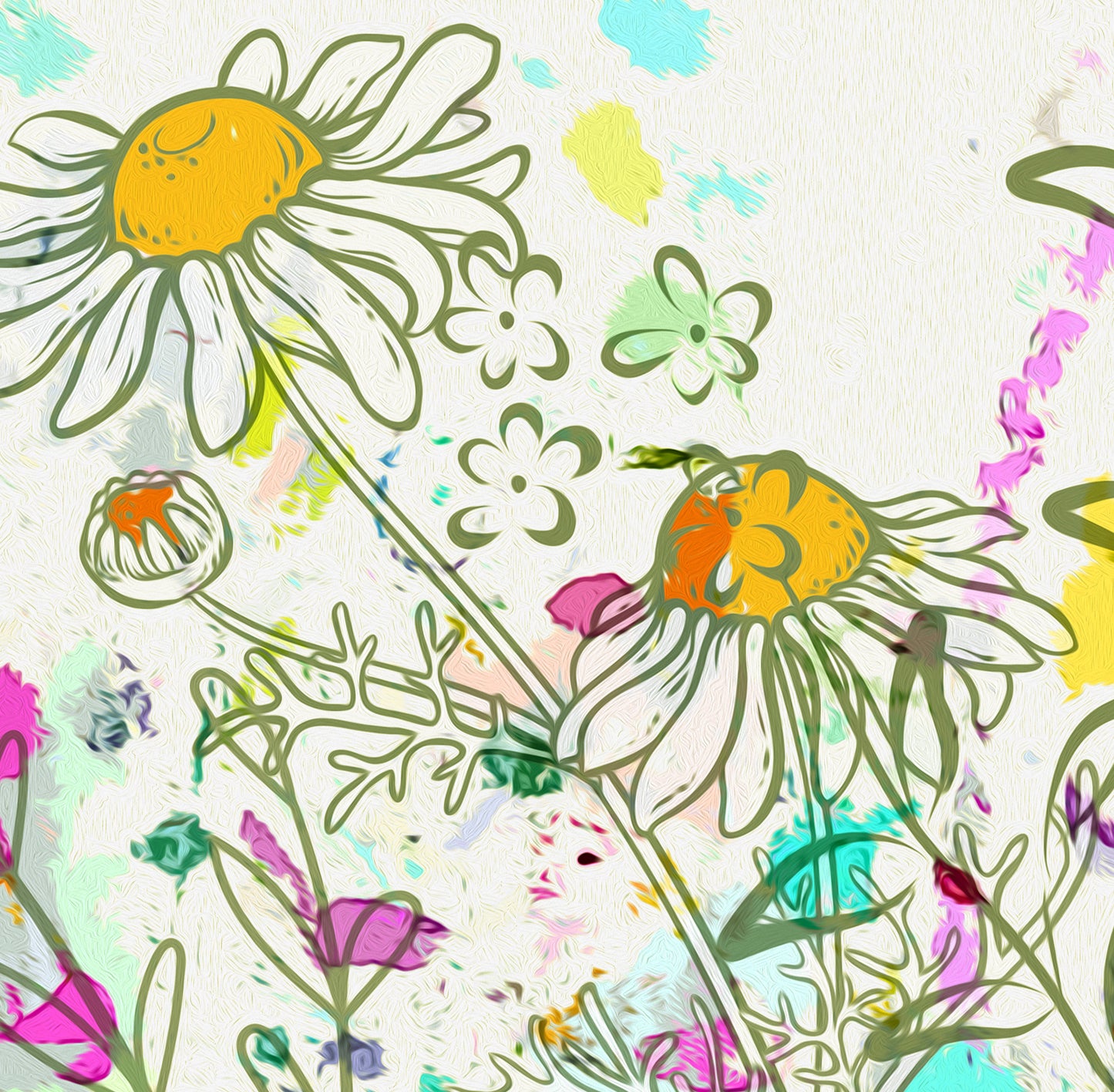 Large Panoramic Abstract Floral Meadow Canvas Print - MM41