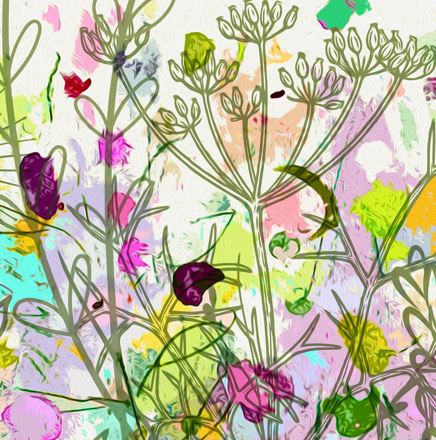 Large Panoramic Abstract Floral Meadow Canvas Print - MM41