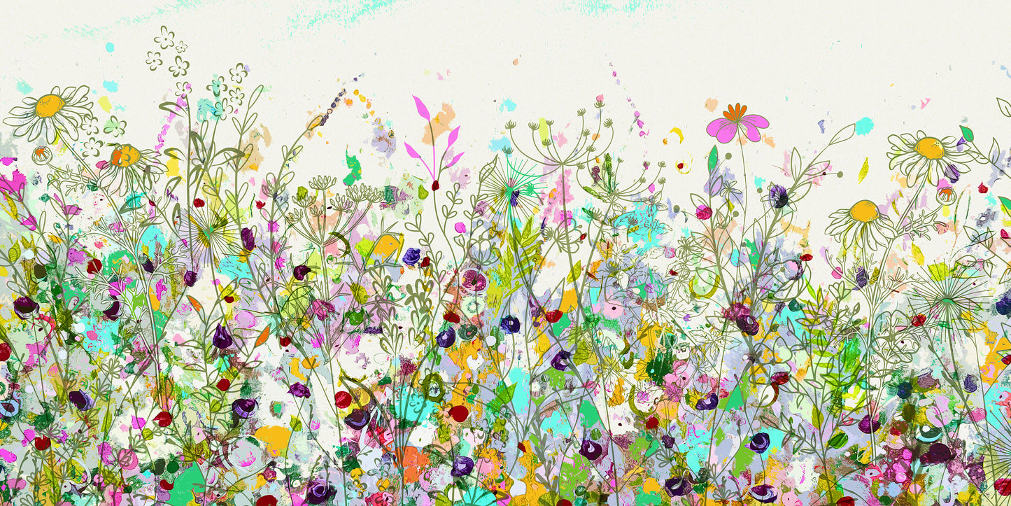 Large Panoramic Abstract Floral Meadow Canvas Print - MM41