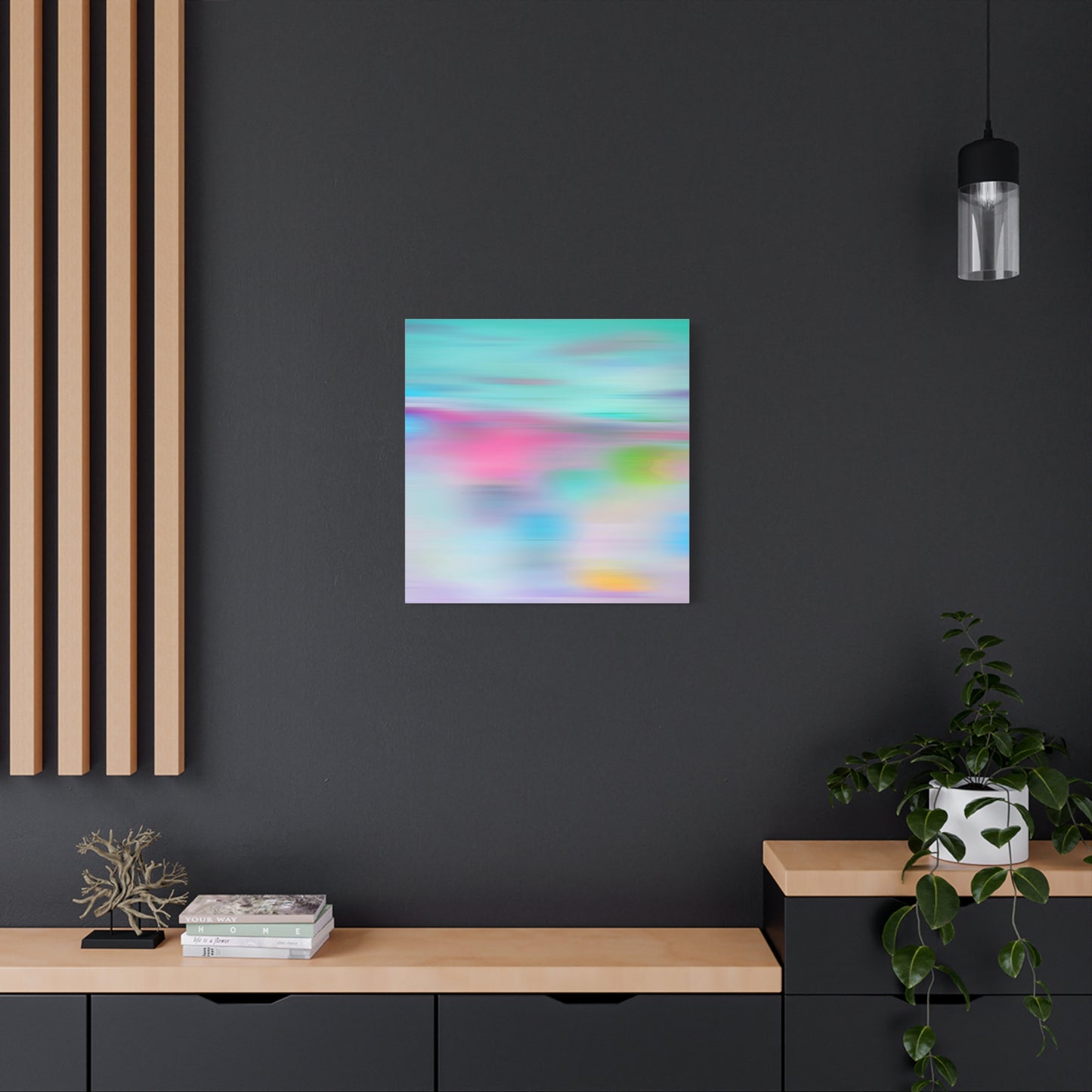 Pink Blue Abstract Landscape Canvas