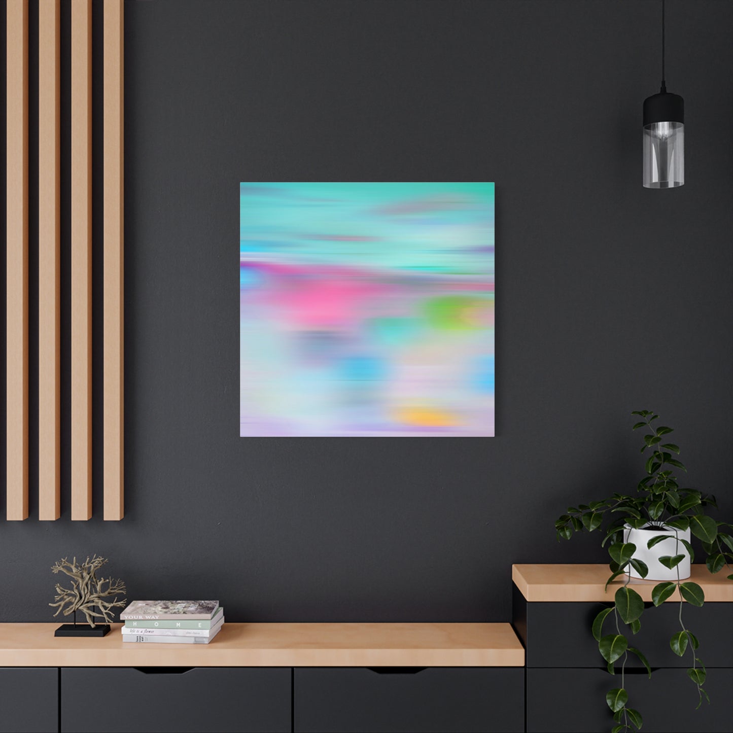 Pink Blue Abstract Landscape Canvas