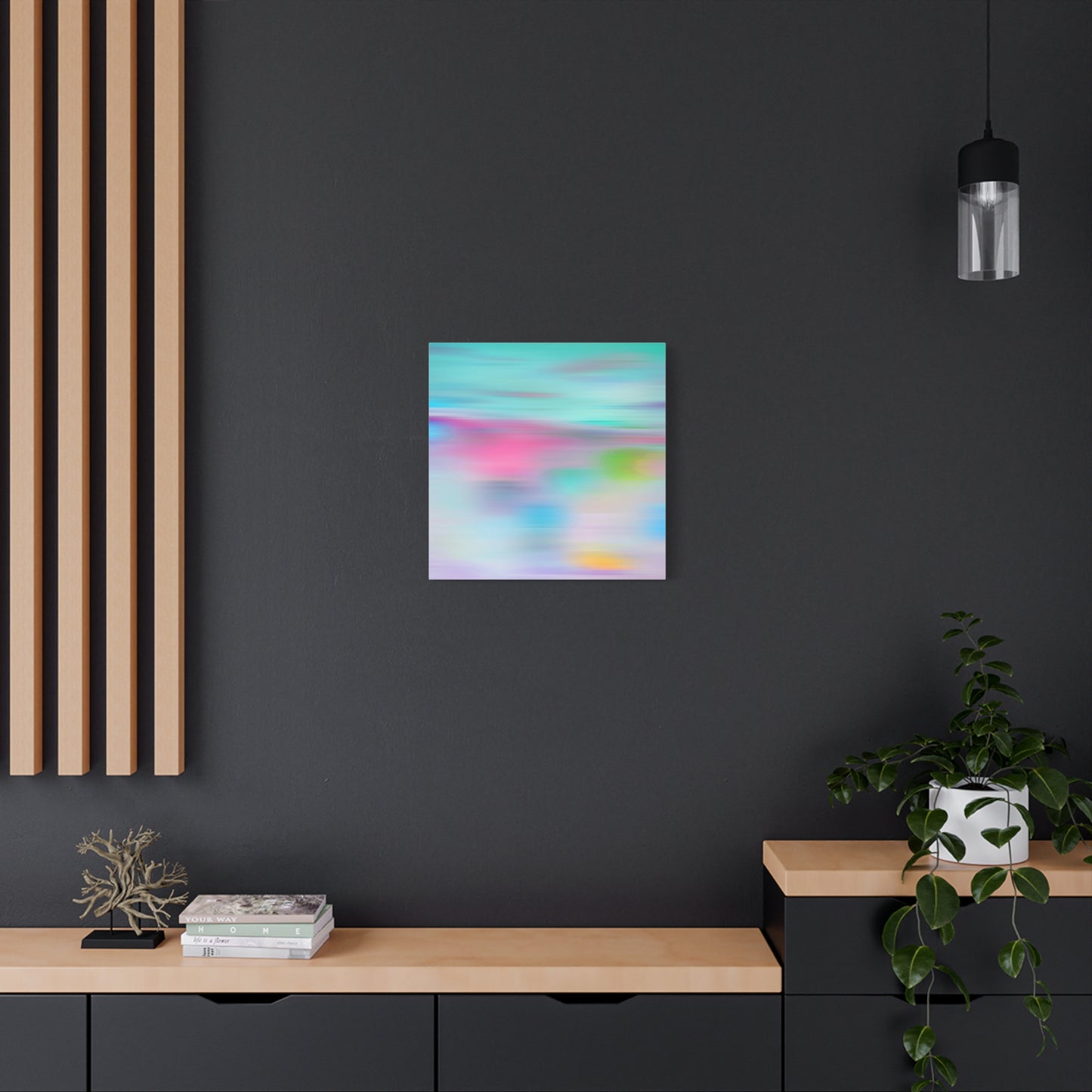 Pink Blue Abstract Landscape Canvas