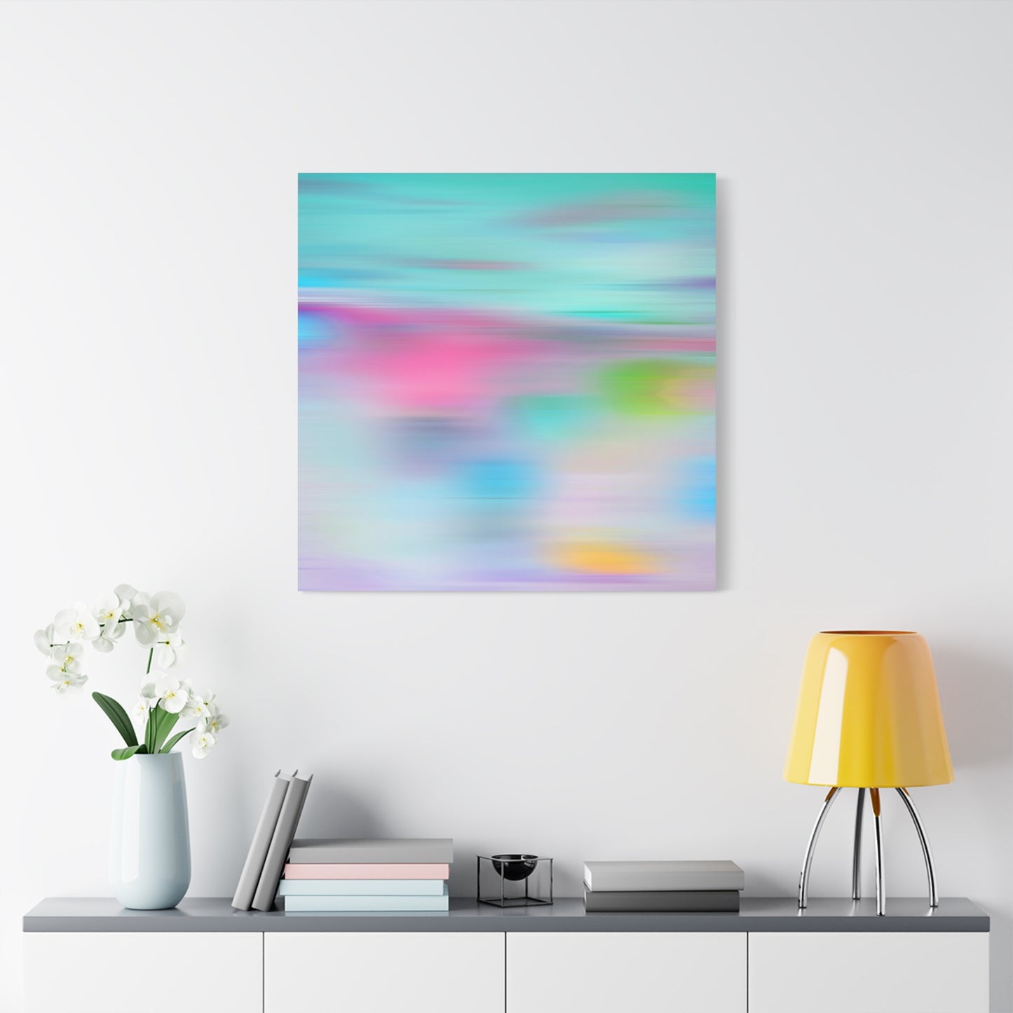 Pink Blue Abstract Landscape Canvas