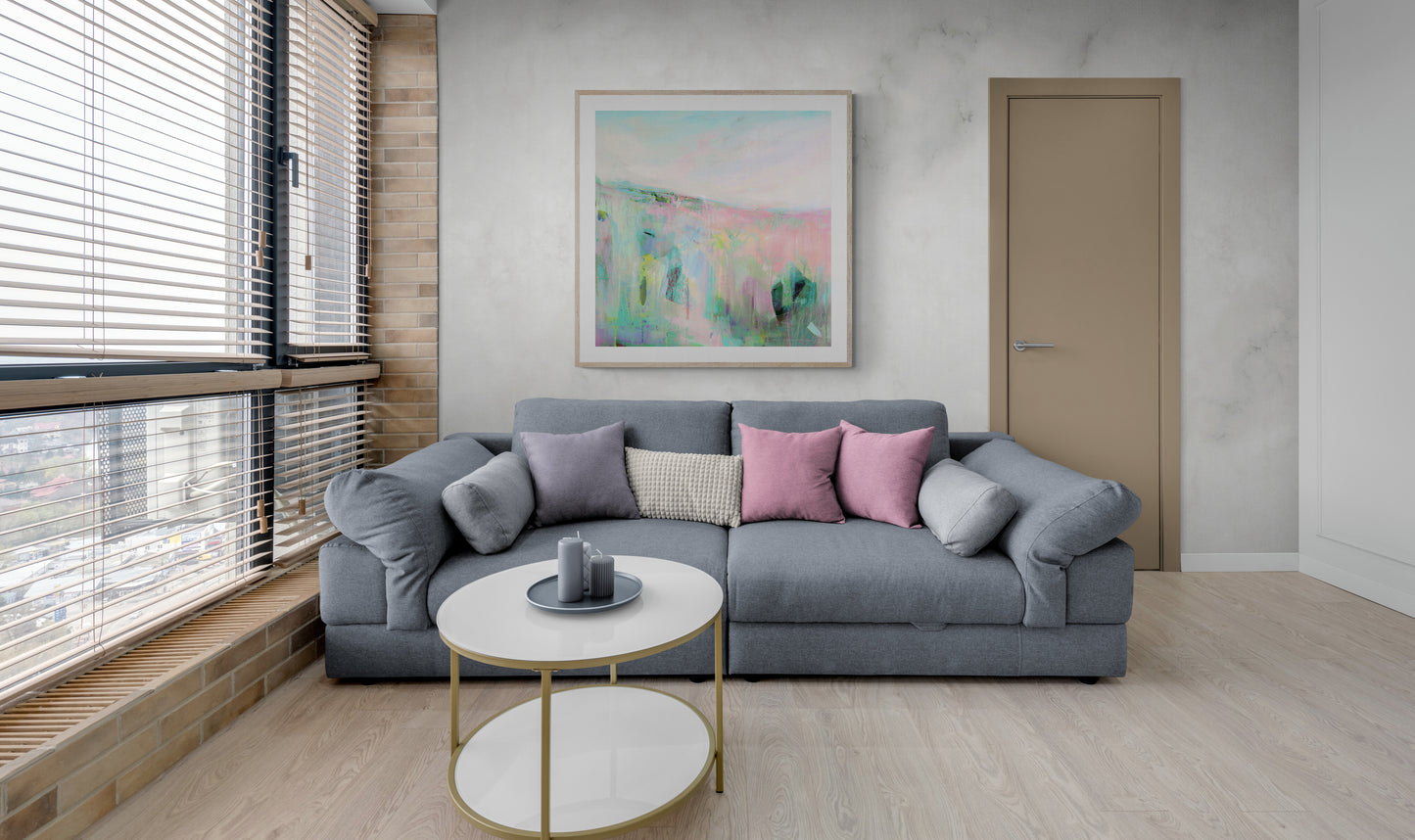 Pastel Abstract Landscape Wall Art Print on Stretched Canvas or Fine Art Paper