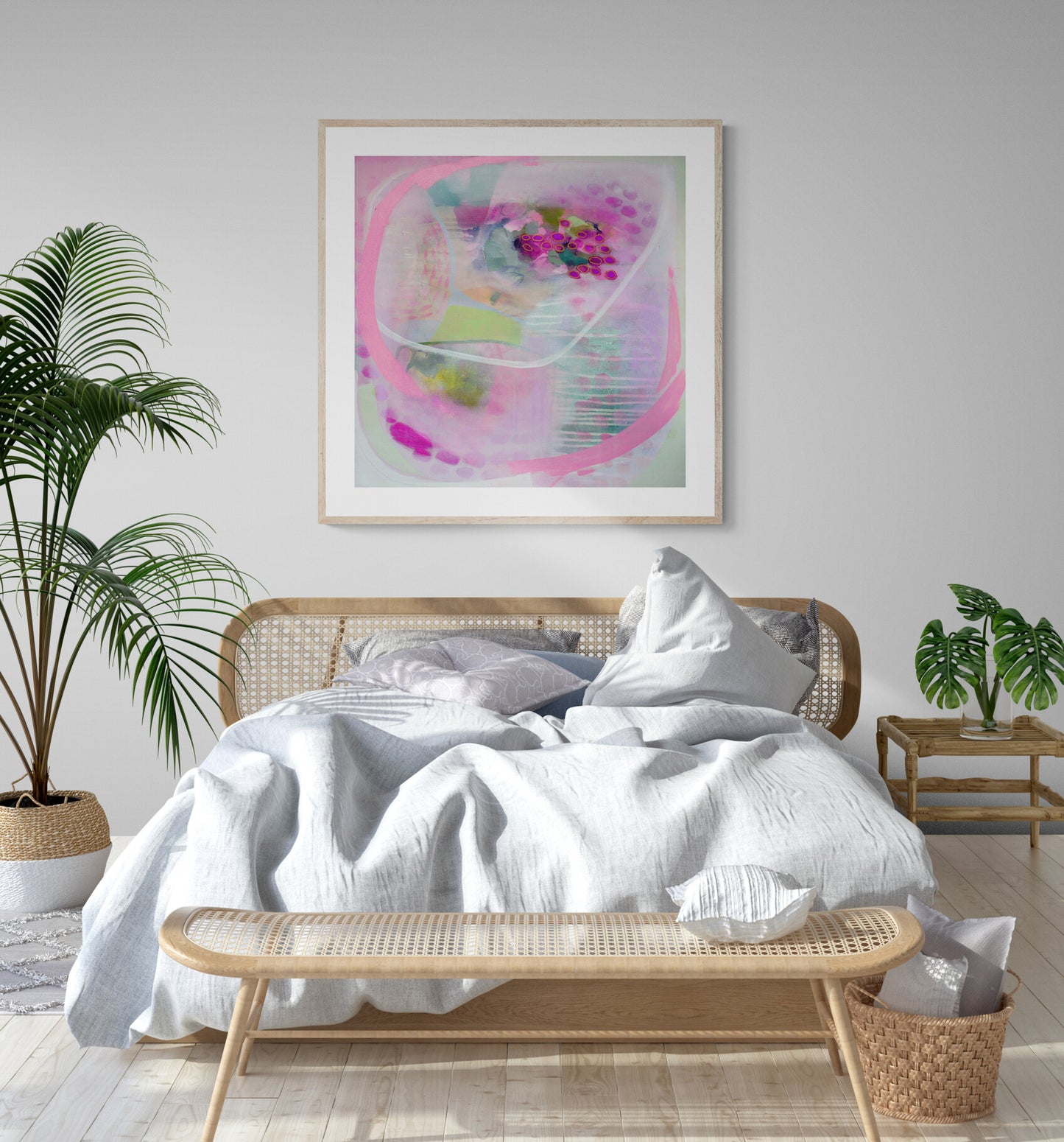 Pink Abstract Art Giclee Print on Stretched Canvas or Fine Art Paper
