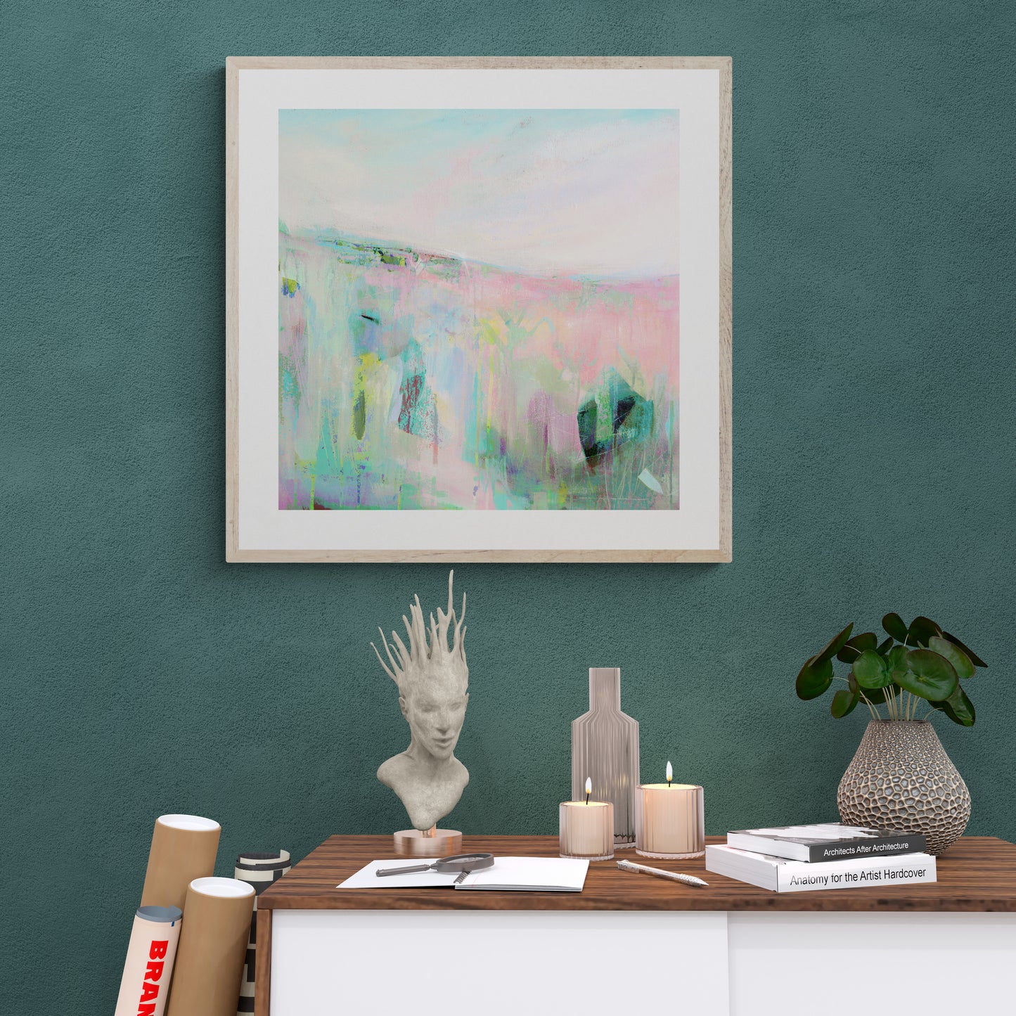Pastel Abstract Landscape Wall Art Print on Stretched Canvas or Fine Art Paper