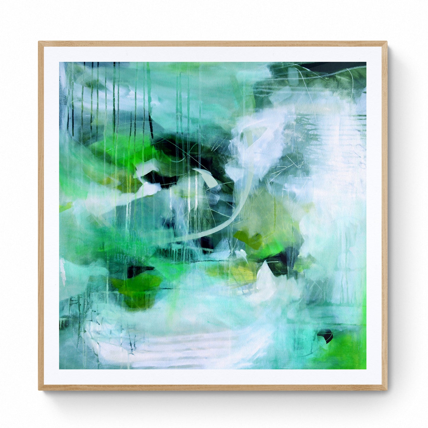 Large Green Abstract Art Print on Stretched Canvas or Fine Art Paper - Various Sizes