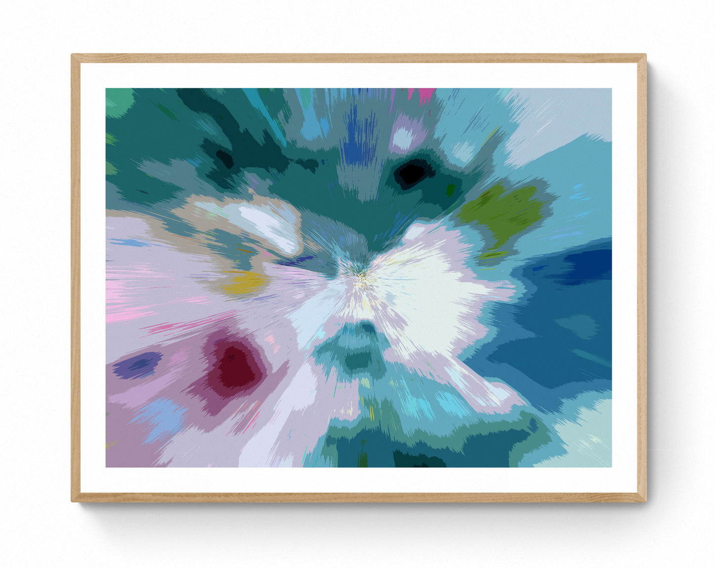 Large Teal Abstract Art Print on Stretched Canvas or Fine Art Paper - Various Sizes