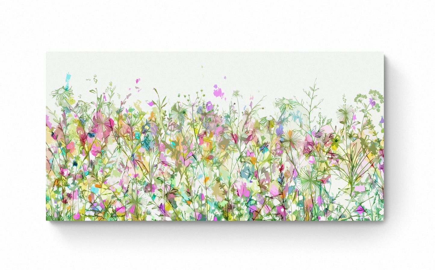 Abstract Flower Meadow Art Giclee Print on Stretched Canvas