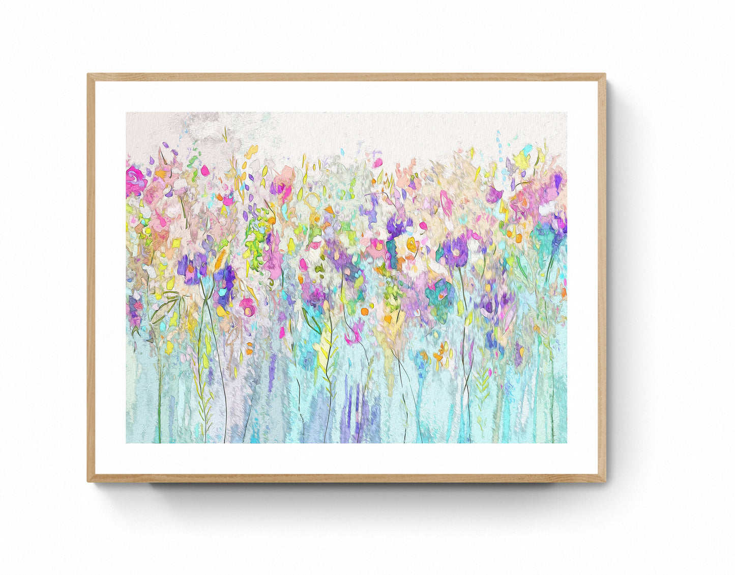 Turquoise Abstract Floral Meadow