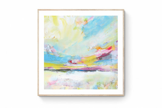 Colourful Abstract Landscape Wall Art Print on Stretched Canvas or Fine Art Paper