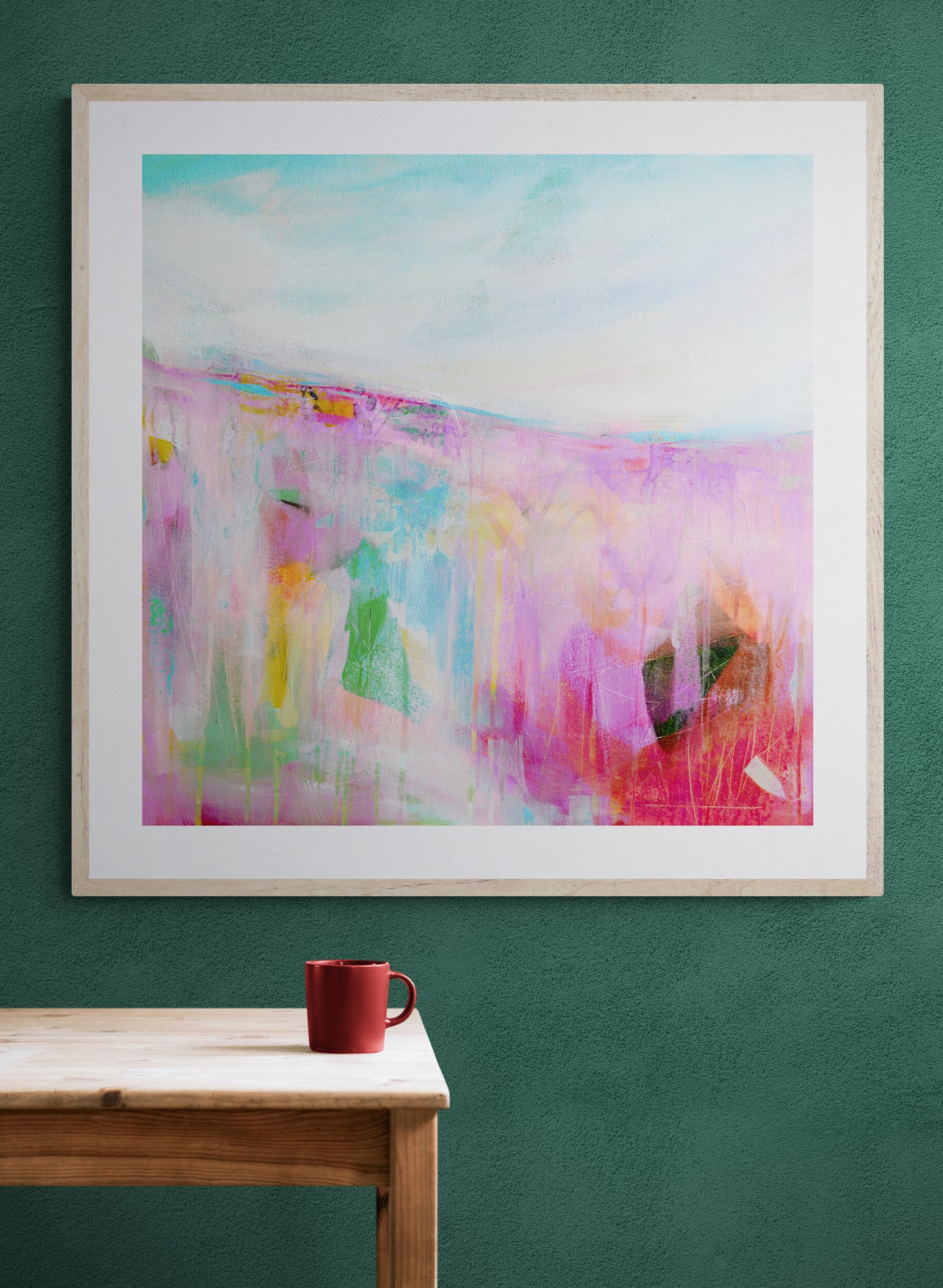 Pink Abstract Landscape Wall Art Print on Stretched Canvas or Fine Art Paper