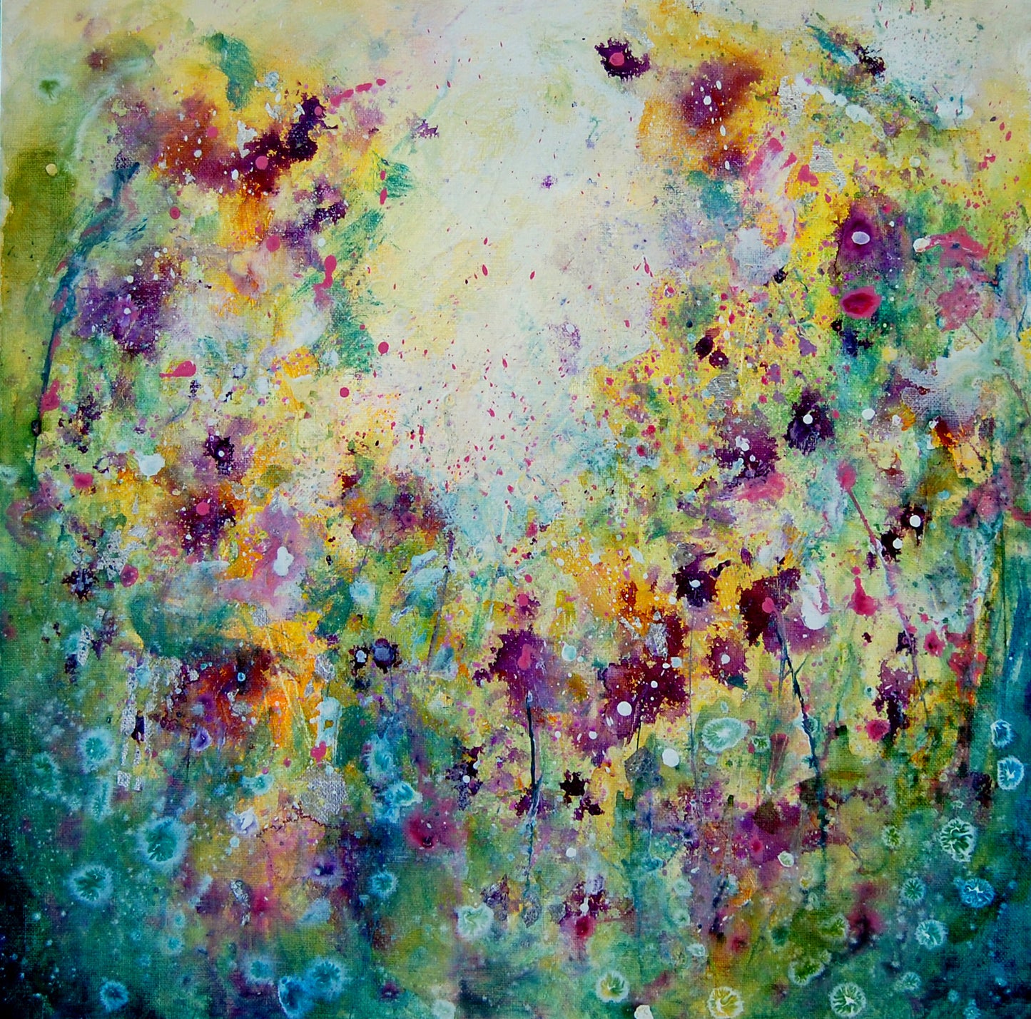 Yellow Meadow - Original Abstract Floral Painting