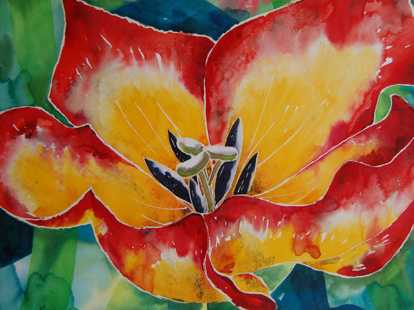 Red Yellow Tulip  - Original Painting