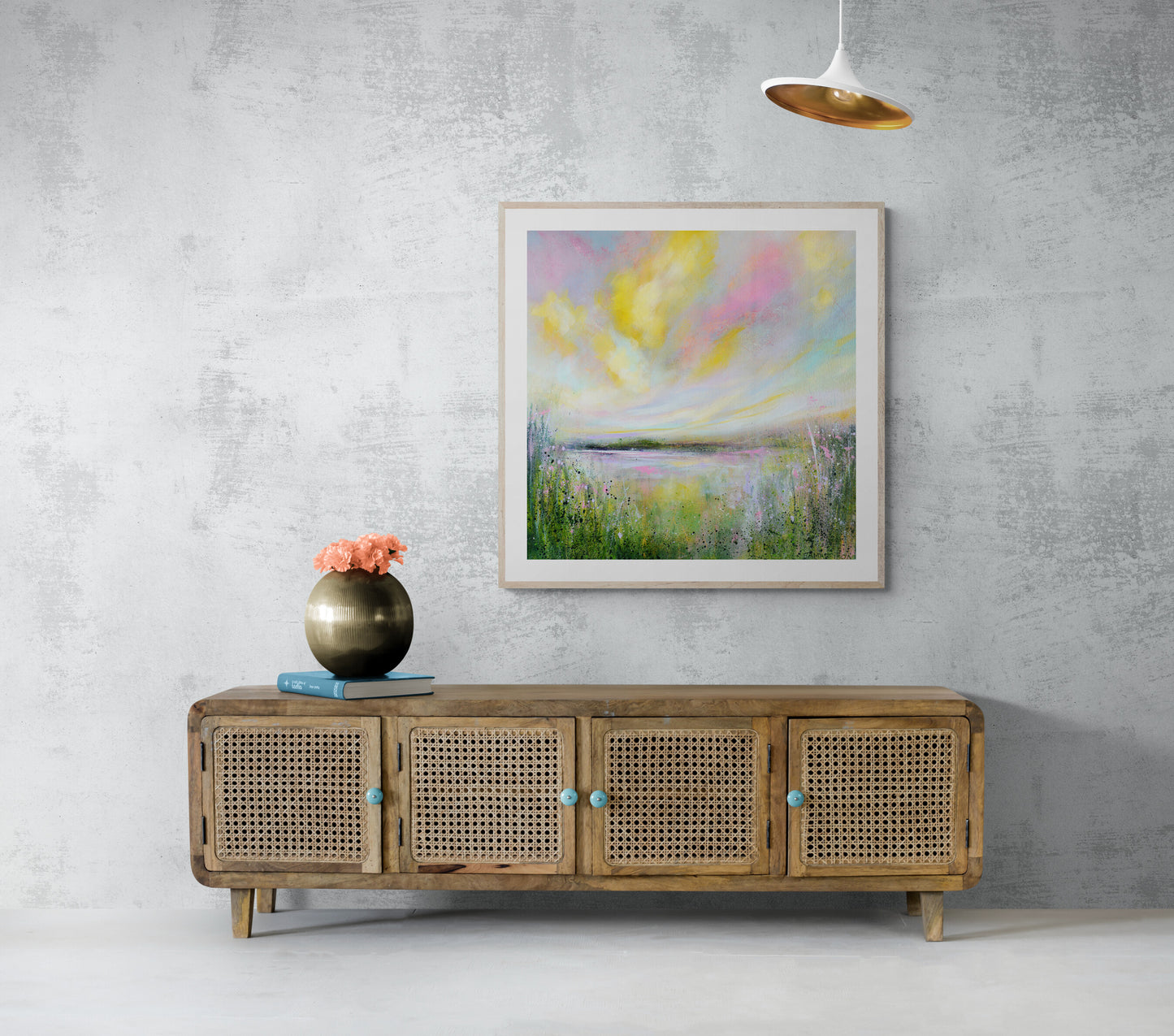 Yellow Clouds - Abstract Landscape Wall Art Print on Stretched Canvas or Fine Art Paper