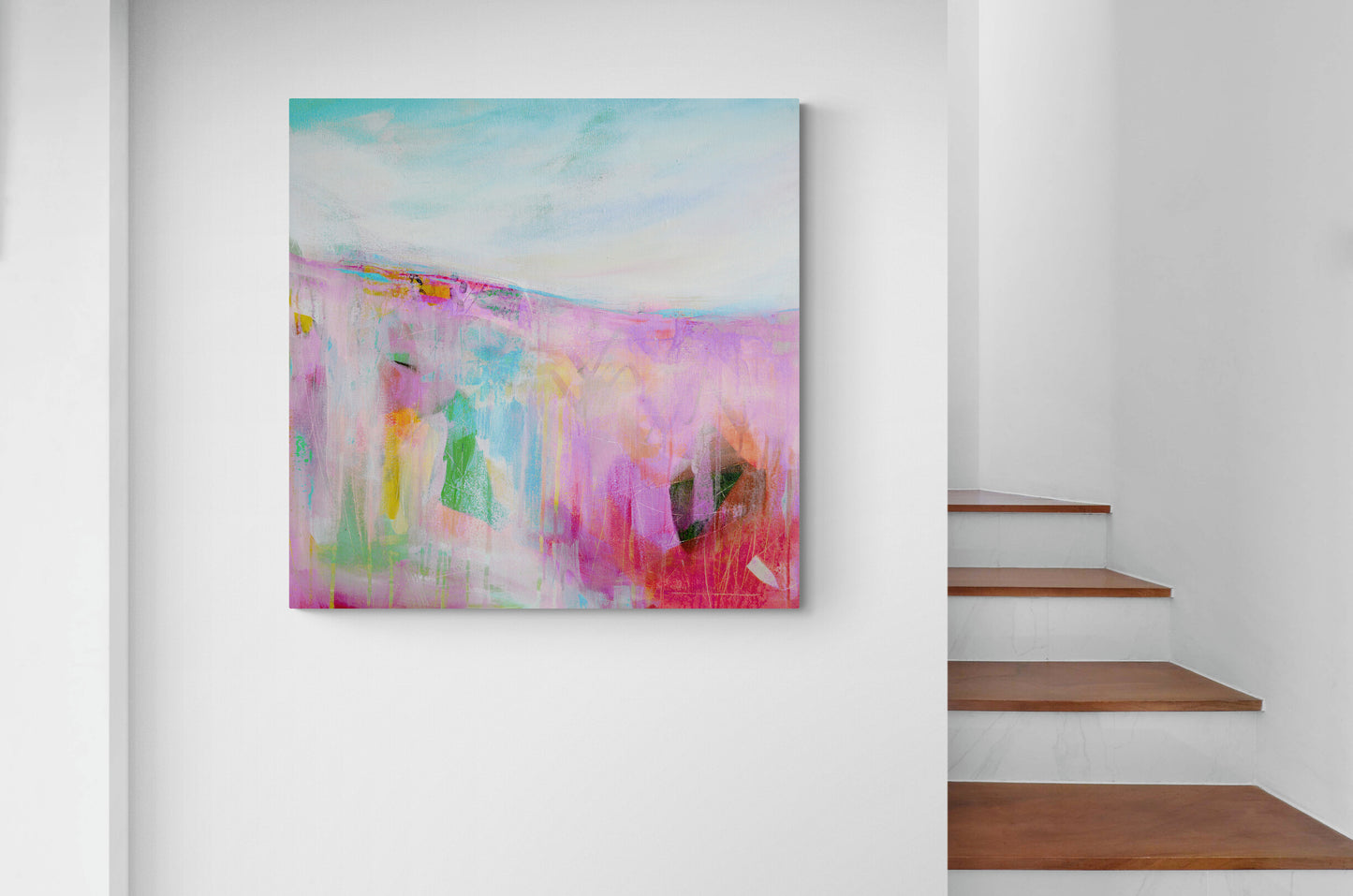 Pink Abstract Landscape Wall Art Print on Stretched Canvas or Fine Art Paper