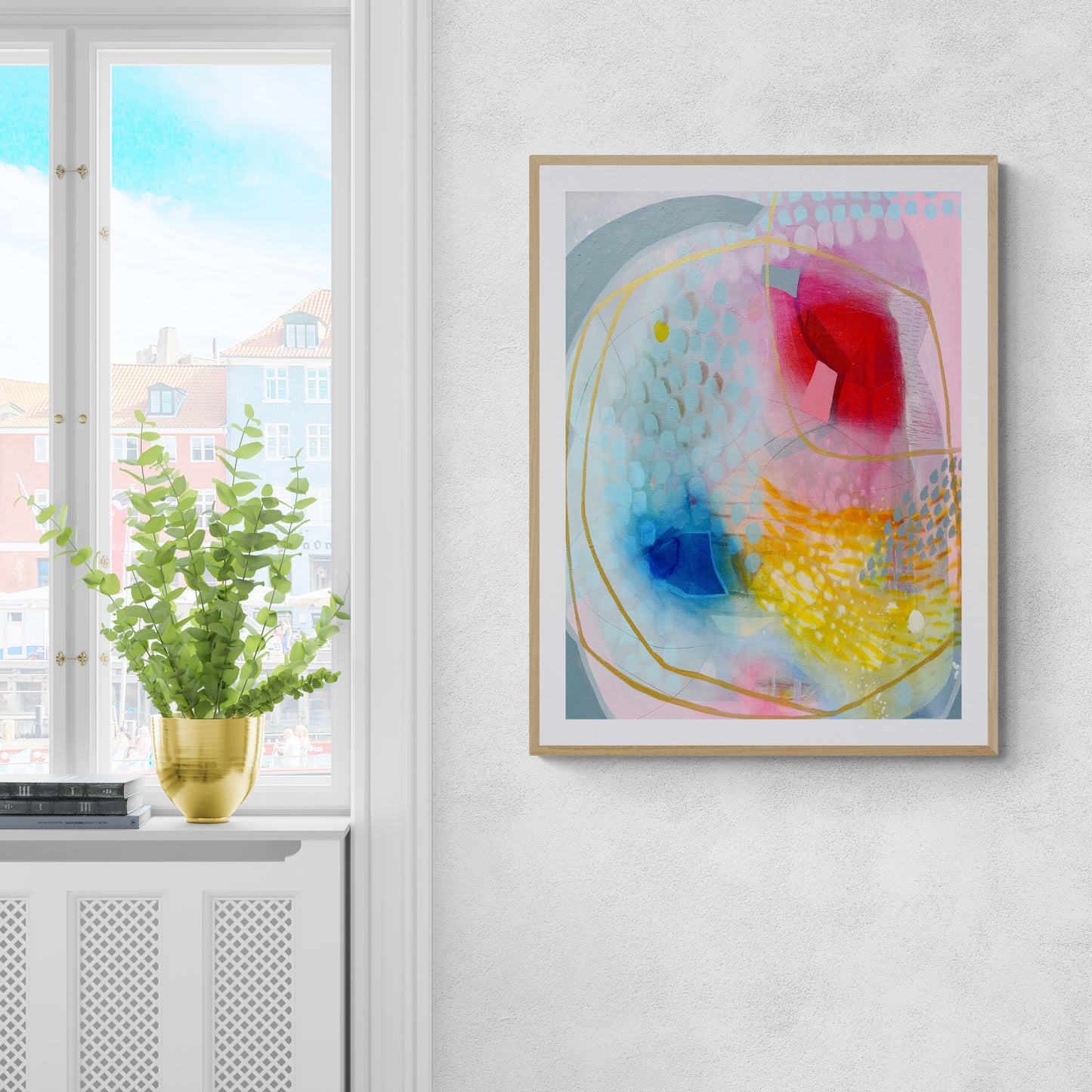 Large Colourful Abstract Art Print on Stretched Canvas or Fine Art Paper - Various Sizes