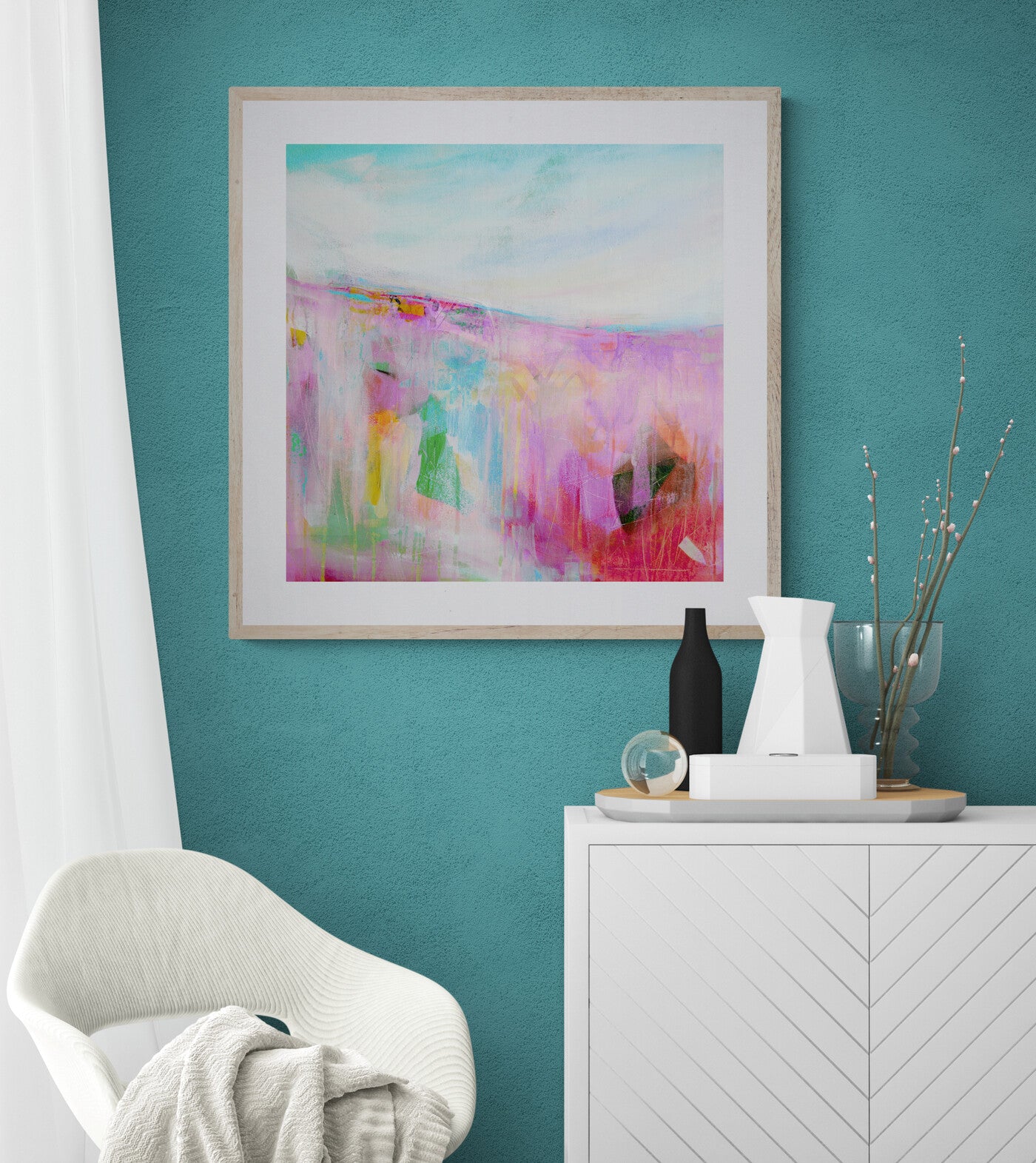 Pink Abstract Landscape Wall Art Print on Stretched Canvas or Fine Art Paper