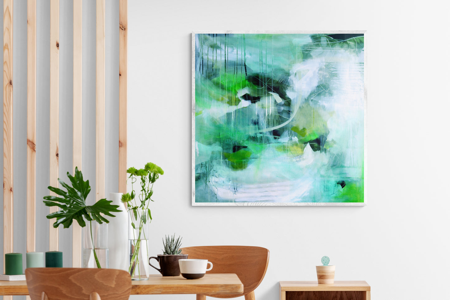 Large Green Abstract Art Print on Stretched Canvas or Fine Art Paper - Various Sizes