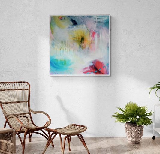 Large Colourful Abstract Art Print on Stretched Canvas or Fine Art Paper - Various Sizes