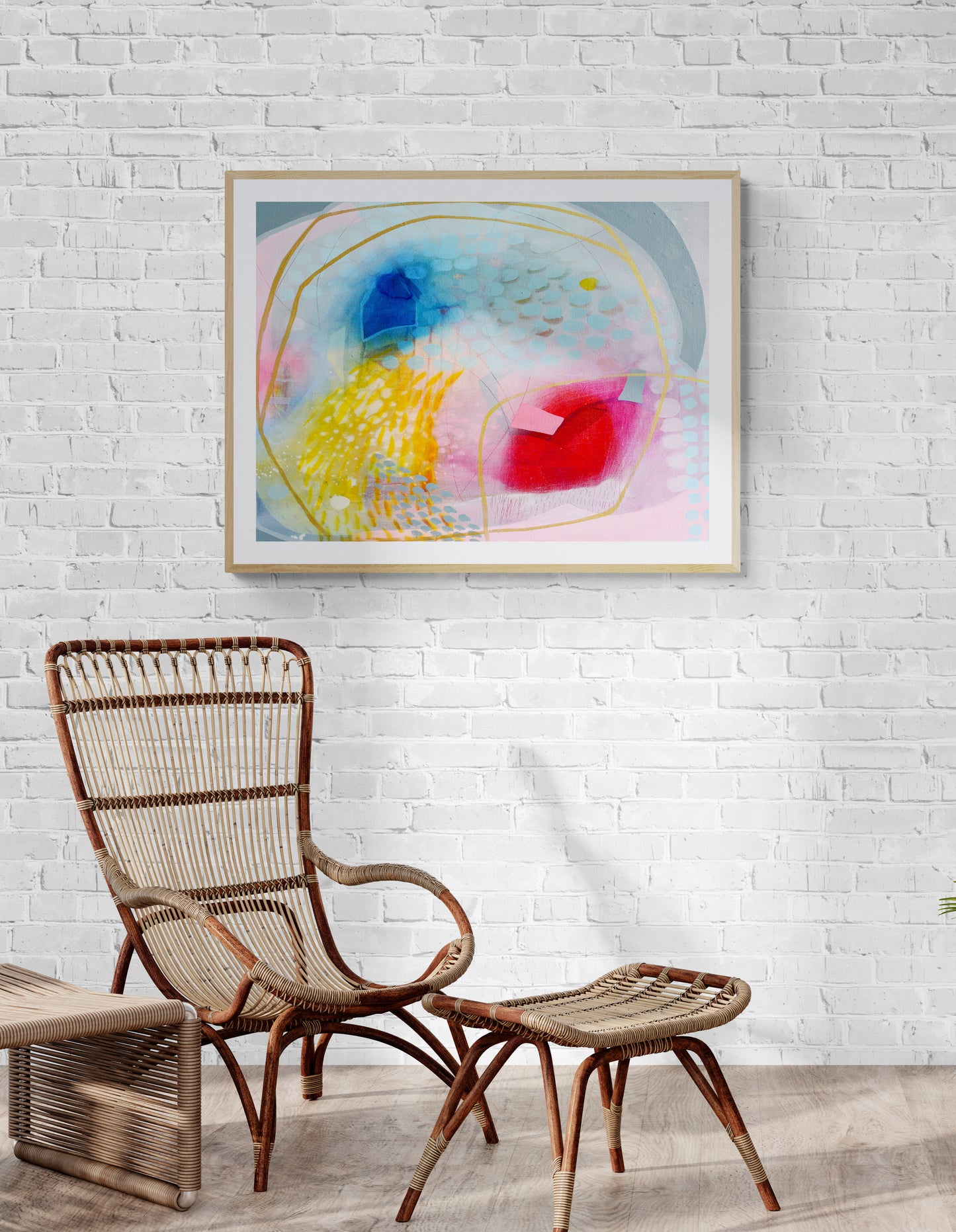 Large Colourful Abstract Art Print on Stretched Canvas or Fine Art Paper - Various Sizes