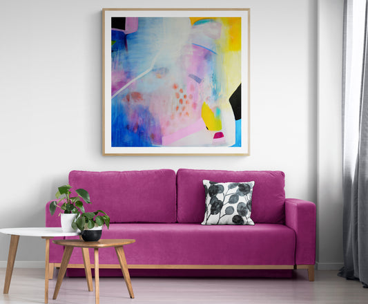 Large Colourful Abstract Art Print on Stretched Canvas or Fine Art Paper - Various Sizes