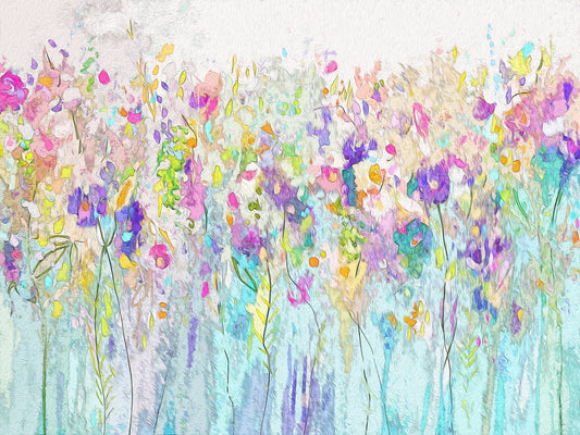 Turquoise Abstract Floral Meadow
