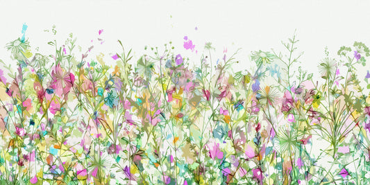 Abstract Flower Meadow Art Giclee Print on Stretched Canvas