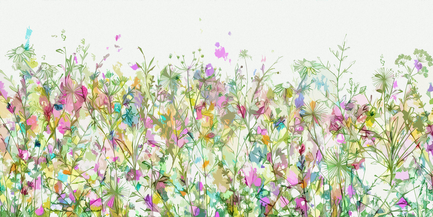 Abstract Flower Meadow Art Giclee Print on Stretched Canvas