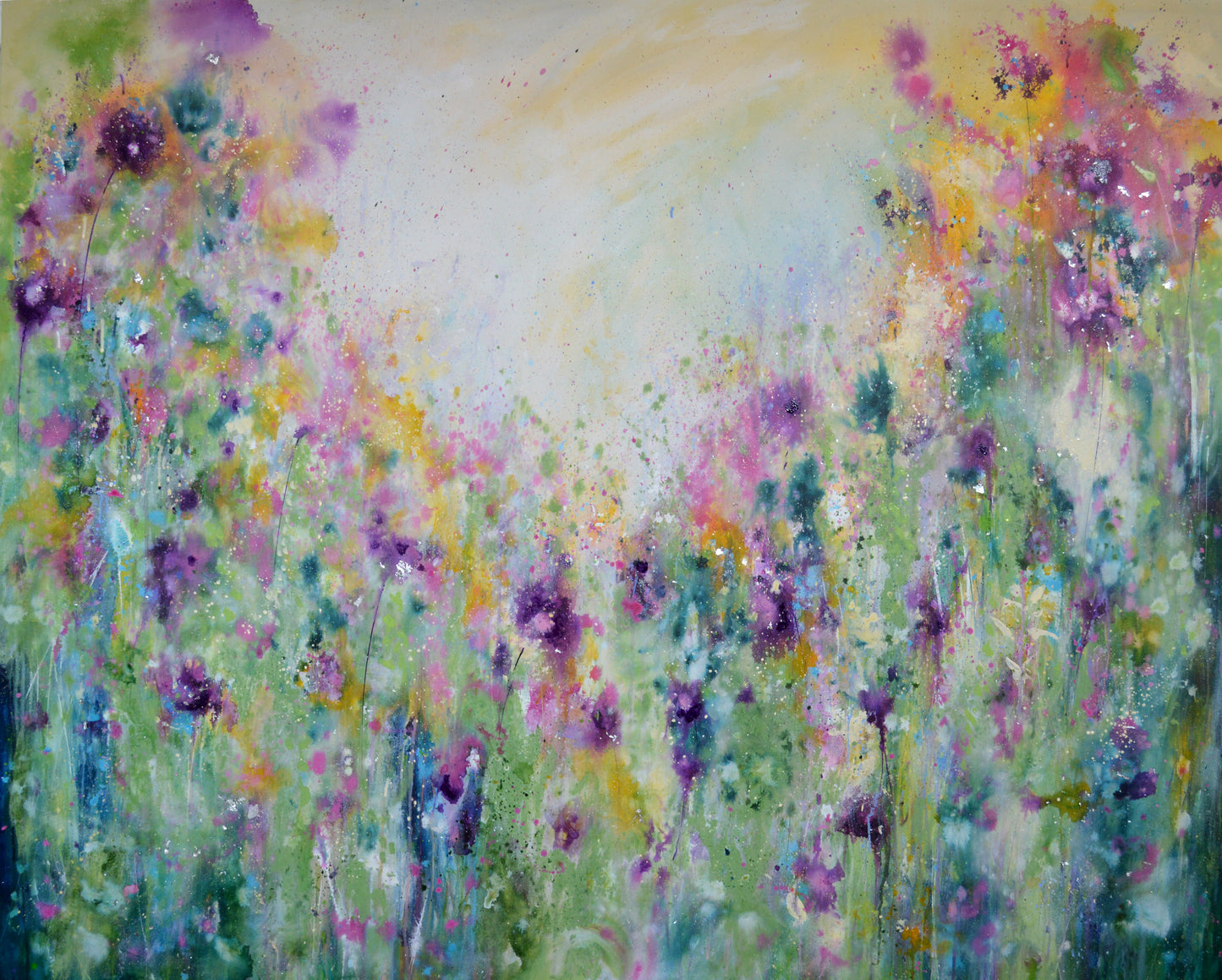 Yellow Meadow 2 - Original Abstract Floral Painting