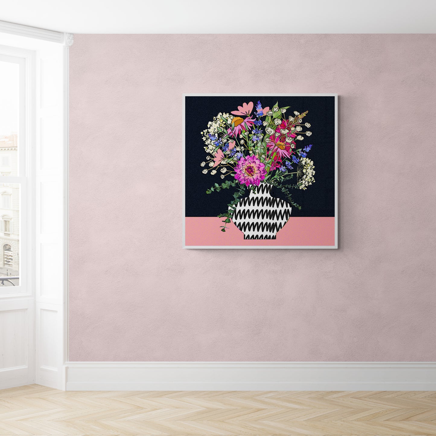 Dark Floral Bouquet Wall Art Print on Stretched Canvas or Fine Art Paper