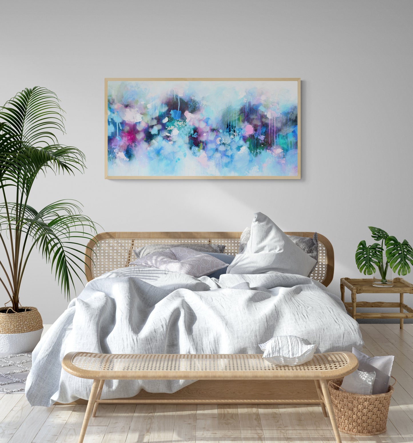 Large Blue Purple Abstract Wall Art Giclee Print on Stretched Canvas