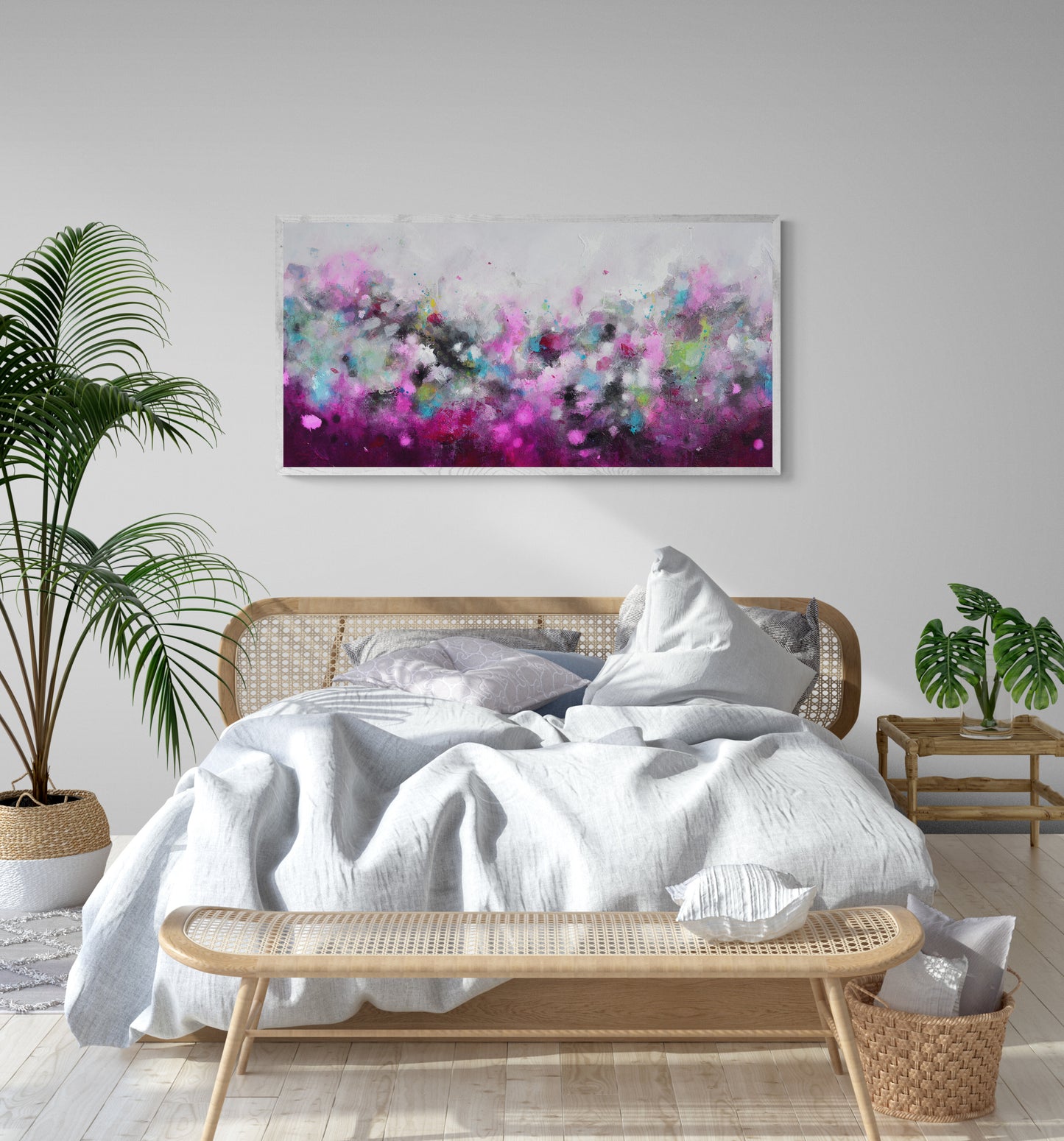 Large Panoramic Abstract Wall Art Giclee Print on Stretched Canvas