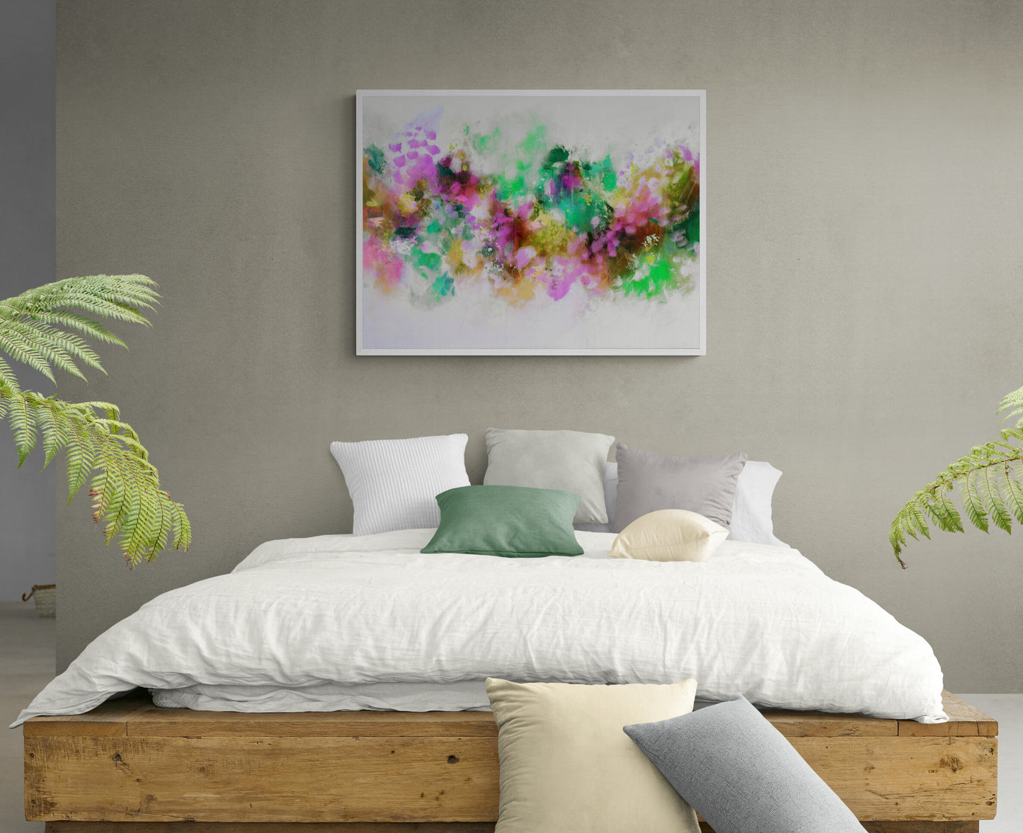 Green Pink Flow - Colourful Abstract Art Giclee Print on Stretched Canvas or Fine Art Paper