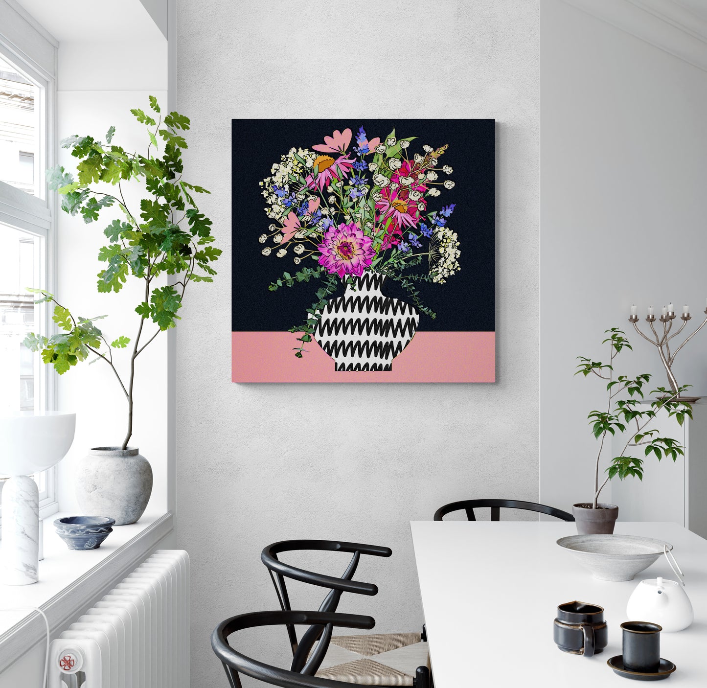 Dark Floral Bouquet Wall Art Print on Stretched Canvas or Fine Art Paper