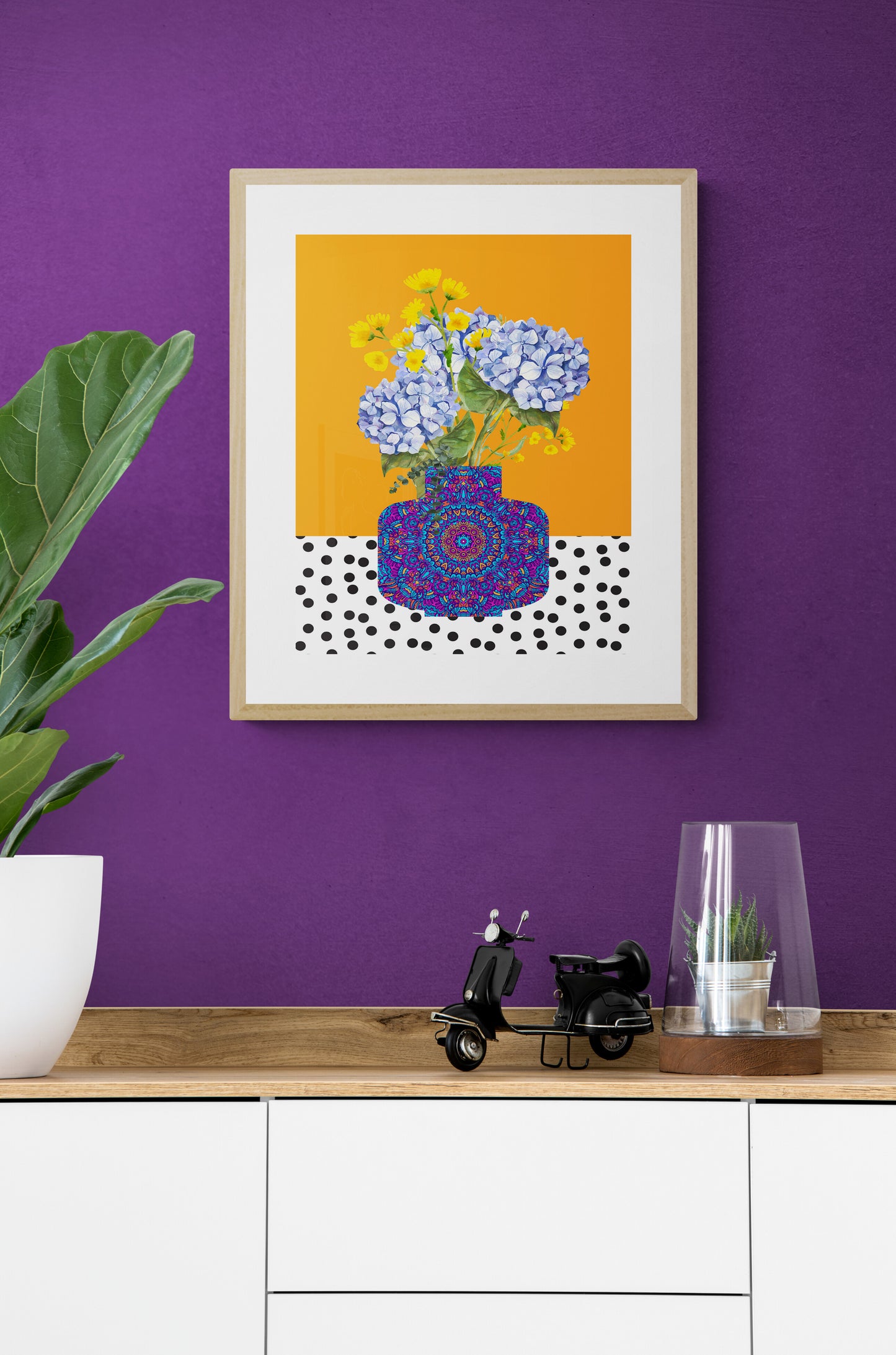 Blue Hydrangeas in Vase Still Life Print - Digital Download
